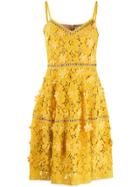 Michael Michael Kors Floral Appliqué Lace Dress - Yellow