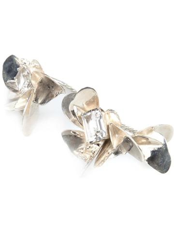 Yukié Deuxpoints Crystal Detail Hand Ring, Women's, Metallic