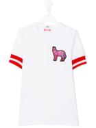 Msgm Kids Zebra Embroidered T-shirt, Girl's, Size: 14 Yrs, White