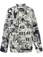 Ktz Newspaper Print Jacket, Men's, Size: Xs, Black, Cotton