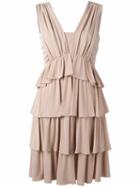 No21 Ruffle Tier Dress, Women's, Size: 38, Pink/purple, Viscose