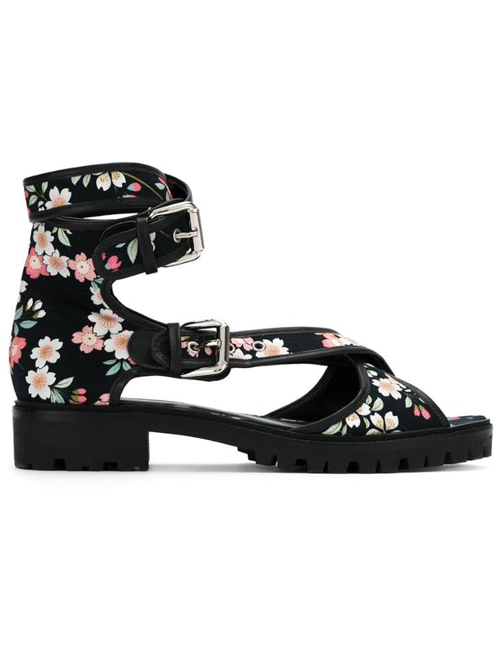 Reinaldo Lourenço Floral Print Sandals - Black