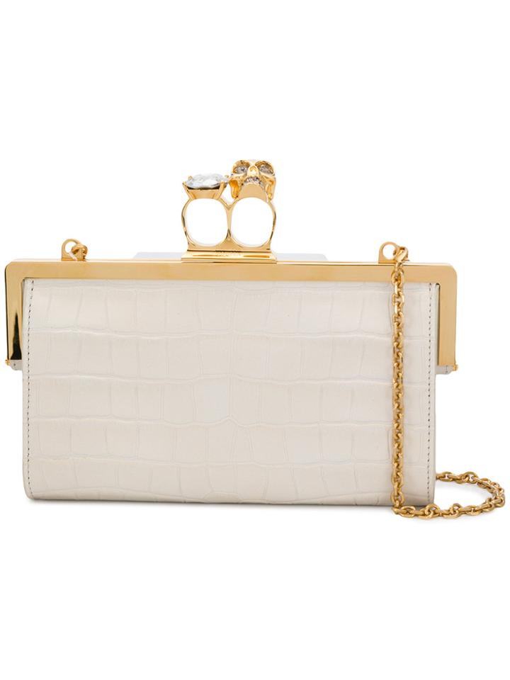 Alexander Mcqueen Double Ring Clutch - White
