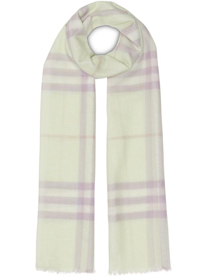 Burberry Lightweight Check Wool And Silk Scarf - Yellow