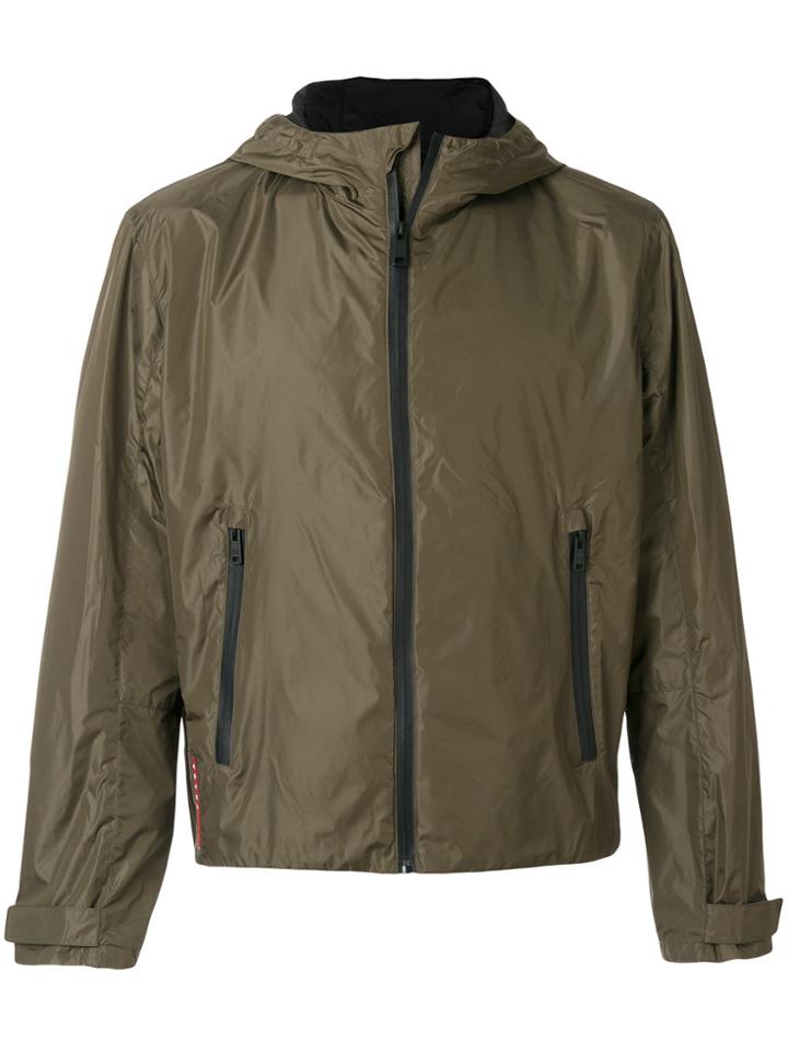 Prada Zip Up Hooded Jacket - Green