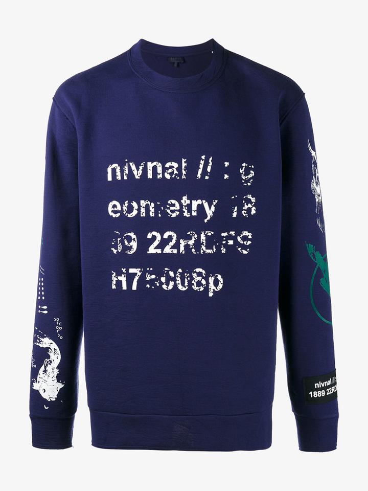 Lanvin Semantic Print Sweatshirt, Men's, Size: Medium, Blue, Polyamide/polyester/cotton