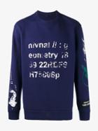Lanvin Semantic Print Sweatshirt, Men's, Size: Medium, Blue, Polyamide/polyester/cotton
