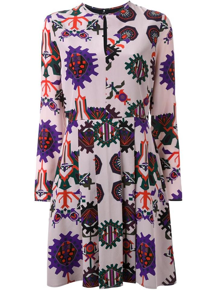 Msgm Pattern Print Blouse Dress, Women's, Size: 44, Pink/purple, Silk