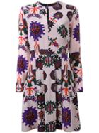 Msgm Pattern Print Blouse Dress, Women's, Size: 44, Pink/purple, Silk