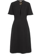 Burberry Short-sleeve D-ring Detail Silk Wool Dress - Black