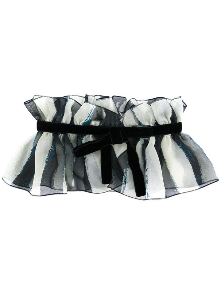Alberta Ferretti Striped Chiffon Bow Collar - Black