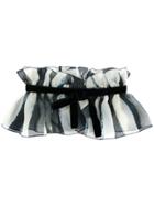 Alberta Ferretti Striped Chiffon Bow Collar - Black
