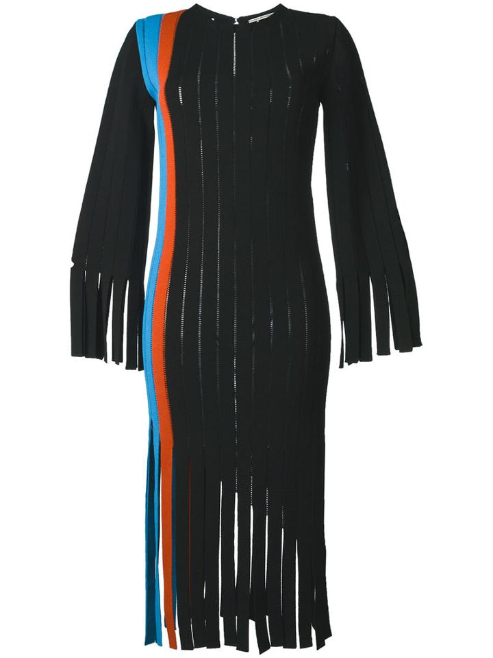 Marco De Vincenzo Fringed Vertical Panel Dress, Women's, Size: 42, Black, Polyester/viscose