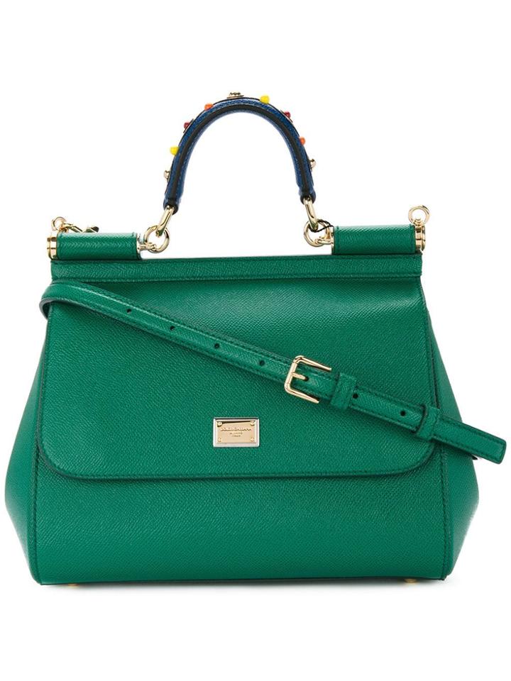 Dolce & Gabbana Sicily Handbag With Handle Embroidery - Green