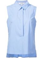 Milly Sleeveless Shirt, Women's, Size: Large, Blue, Cotton/nylon/spandex/elastane
