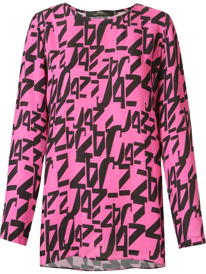 Andrea Marques Printed Longsleeved Blouse, Women's, Size: 38, Pink/purple, Cotton