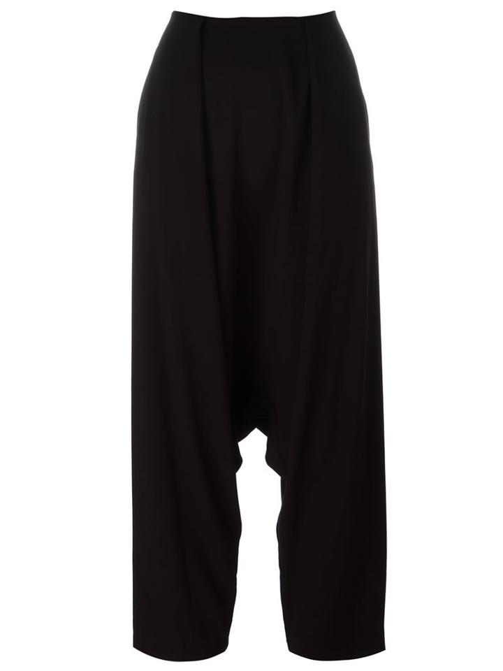 Comme Des Garçons Noir Kei Ninomiya Drop-crotch Cropped Trousers, Women's, Size: Small, Black, Polyester/polyurethane/rayon