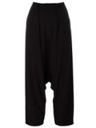Comme Des Garçons Noir Kei Ninomiya Drop-crotch Cropped Trousers, Women's, Size: Small, Black, Polyester/polyurethane/rayon