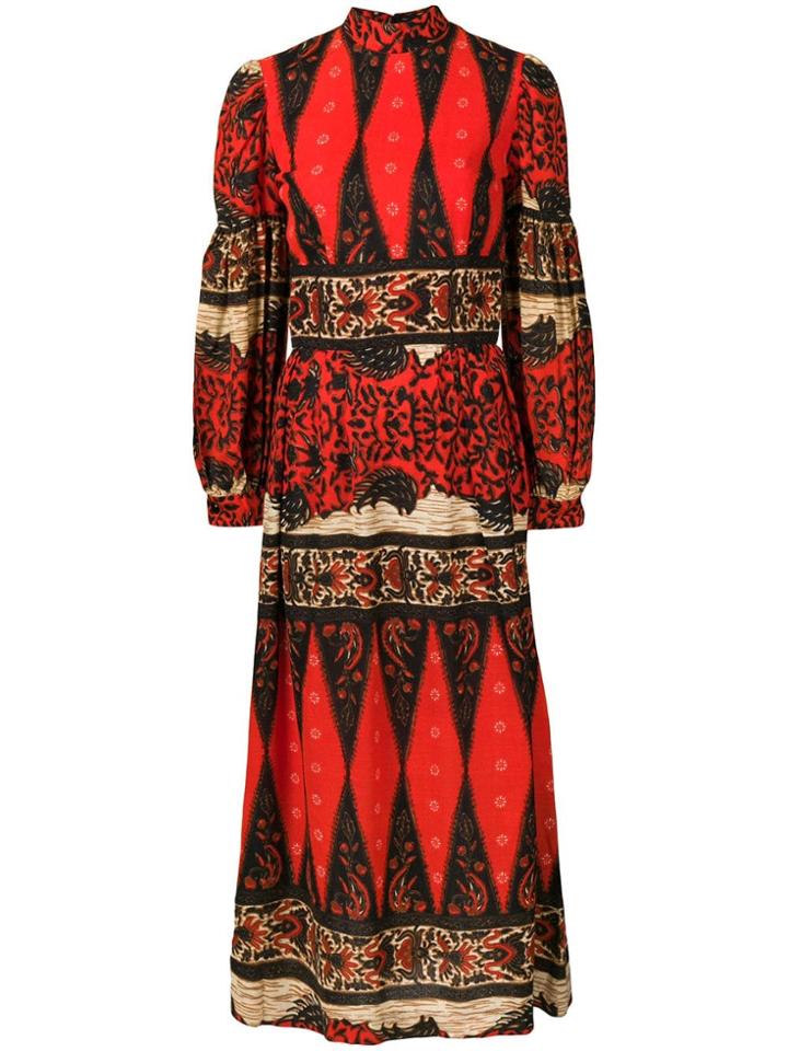 William Vintage 1973 Floral Maxi Dress - Red