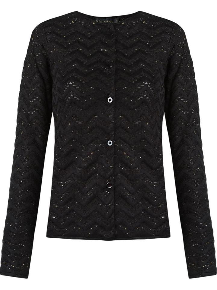 Cecilia Prado Round Neck Knitted Cardigan, Women's, Size: P, Black, Acrylic/polyamide/viscose