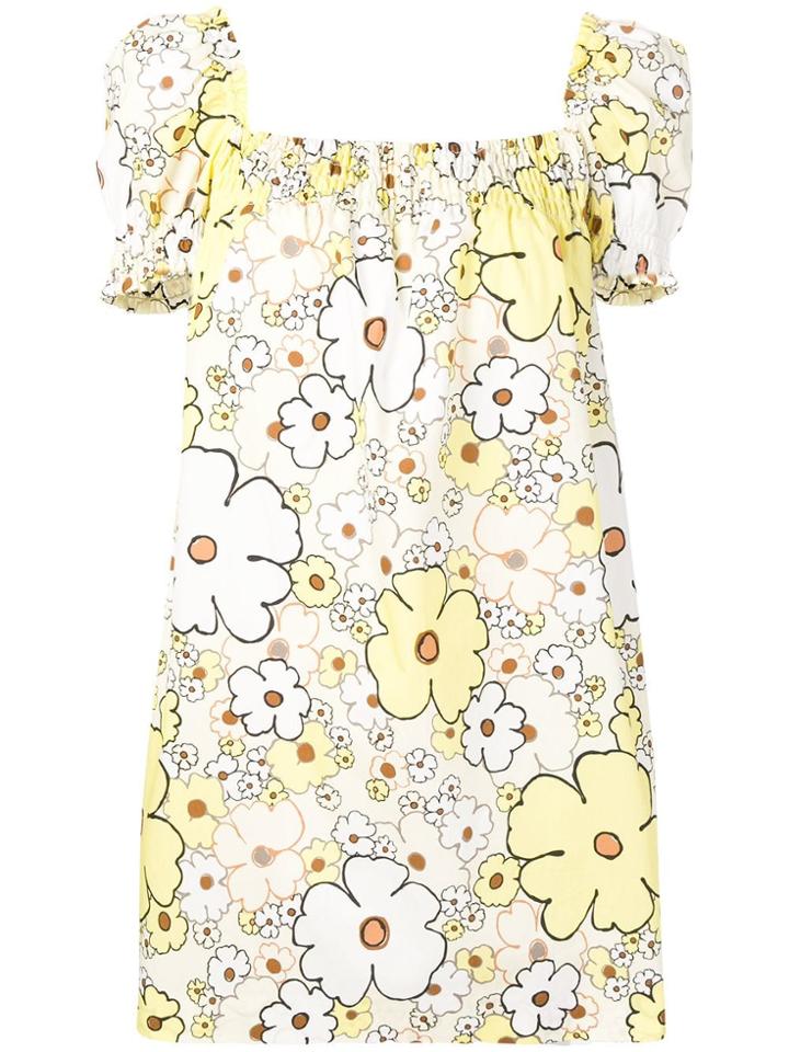 Miu Miu Floral Mini Shift Dress - Yellow
