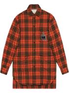 Gucci Oversize Check Wool Shirt With Anchor - Orange