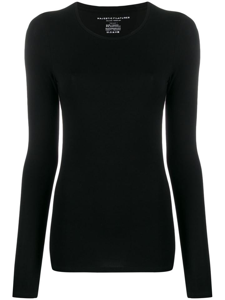 Majestic Filatures Round Neck Long-sleeved T-shirt - Black