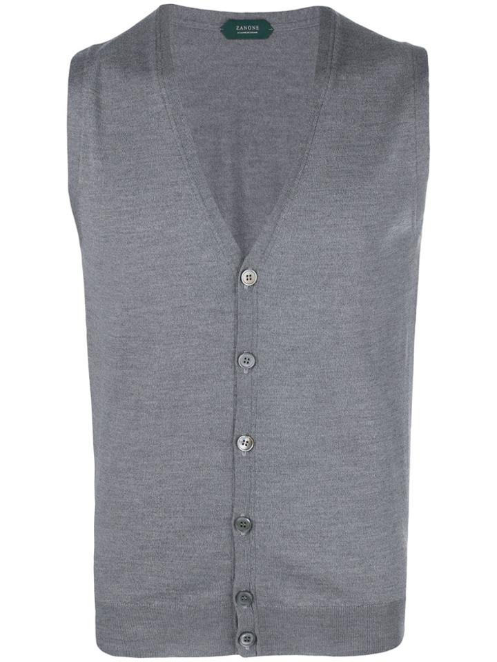 Zanone Sleeveless Cardigan - Grey