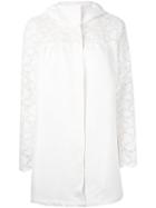 Moncler Gamme Rouge Lace Sleeve Coat, Women's, Size: 0, White, Silk/nylon