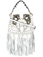 Gedebe - Tasseled Embellished Satchel - Women - Leather/crystal/glass - One Size, White, Leather/crystal/glass