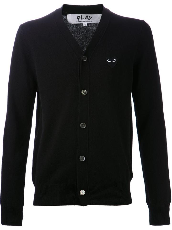 Comme Des Garçons Play Embroidered Heart Cardigan, Men's, Size: Large, Black, Wool