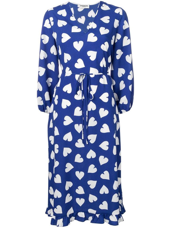 Essentiel Antwerp Heart Print Midi Dress - Blue