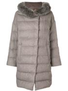 Herno Fur Trimmed Padded Coat - Nude & Neutrals