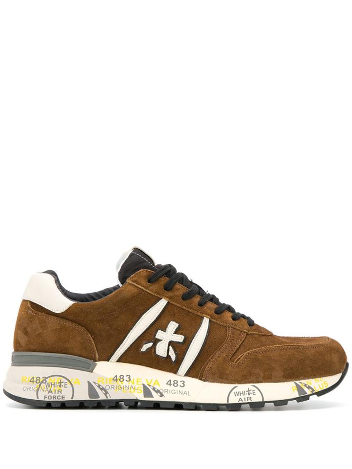 Premiata Lander Logo Print Sneakers - Brown