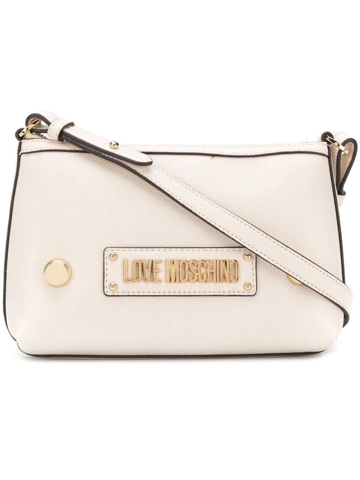 Love Moschino Logo Plaque Crossbody Bag - Neutrals