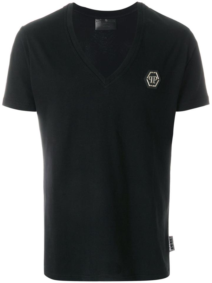 Philipp Plein Ss Maps V-neck T-shirt - Black