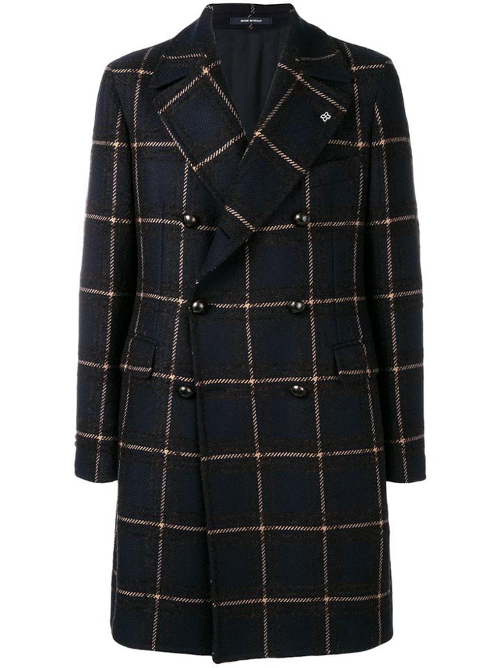 Tagliatore Double Breasted Check Coat - Blue