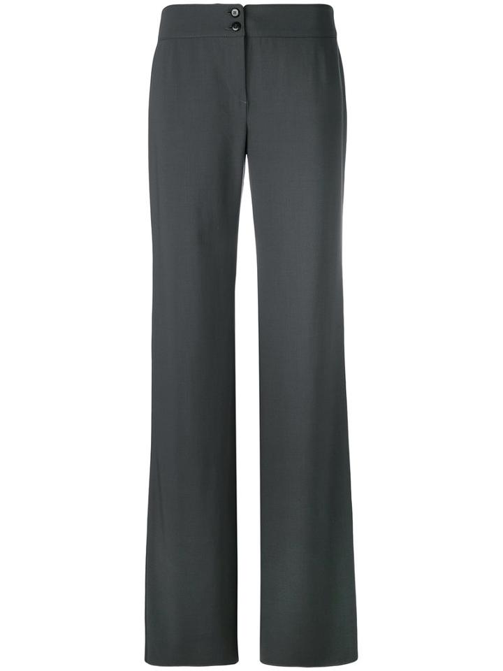 Armani Collezioni - Wide Leg Trousers - Women - Polyester/virgin Wool - 44, Grey, Polyester/virgin Wool