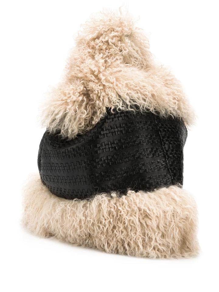 Simonetta Ravizza Furrissima Leather Tote Bag - Black