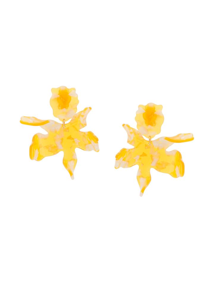 Lele Sadoughi Flower Silhouette Drop Earrings - Yellow & Orange