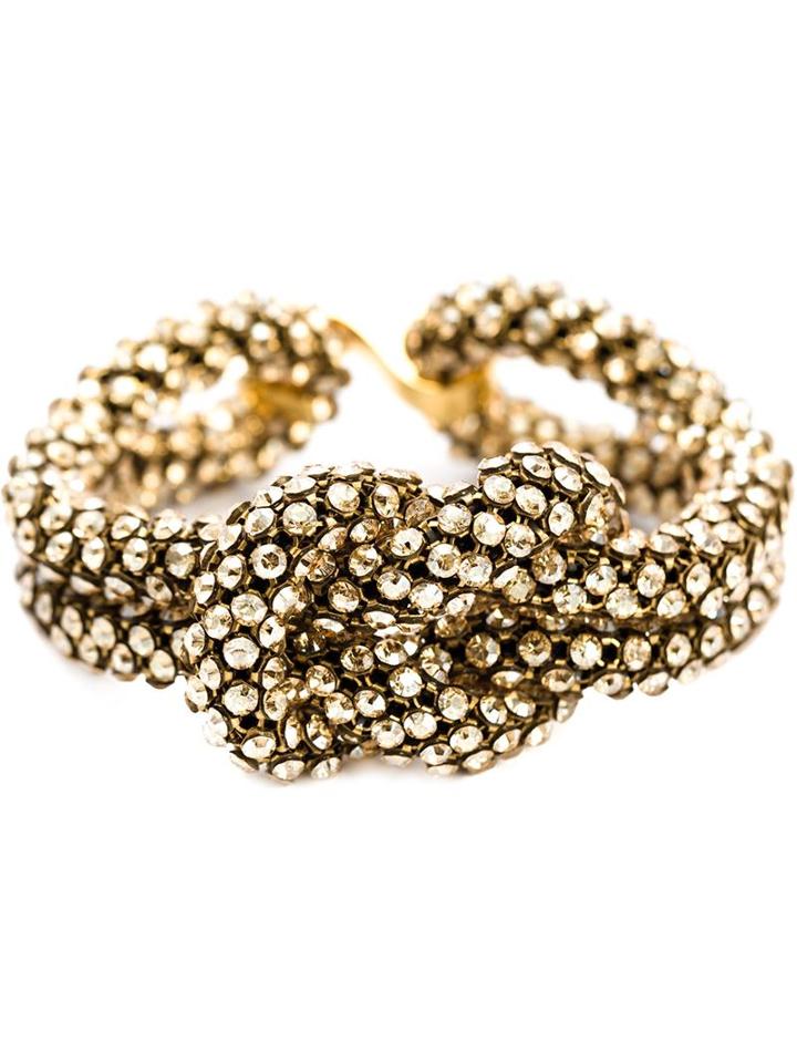 Michael Schmidt Mesh Love Knot Bracelet, Women's, Metallic, Swarovski Crystal