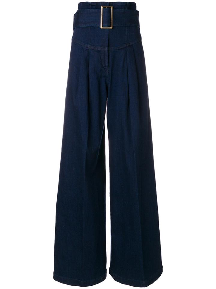Erika Cavallini Belted Flared Trousers - Blue