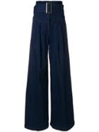 Erika Cavallini Belted Flared Trousers - Blue