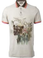 Etro Panther Print Polo Shirt, Men's, Size: M, Nude/neutrals, Cotton