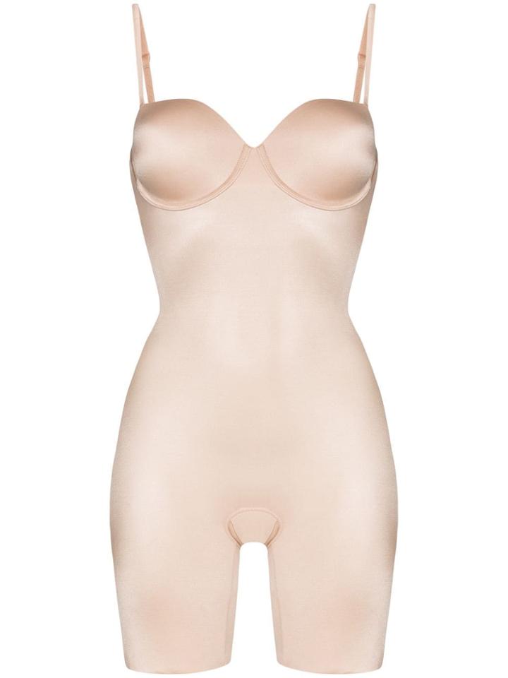 Spanx Suit Your Fancy Mid-thigh Bodysuit - Champagne Beige