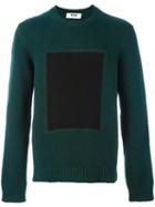 Msgm Crew Neck Sweater, Men's, Size: Medium, Green, Wool/polyamide