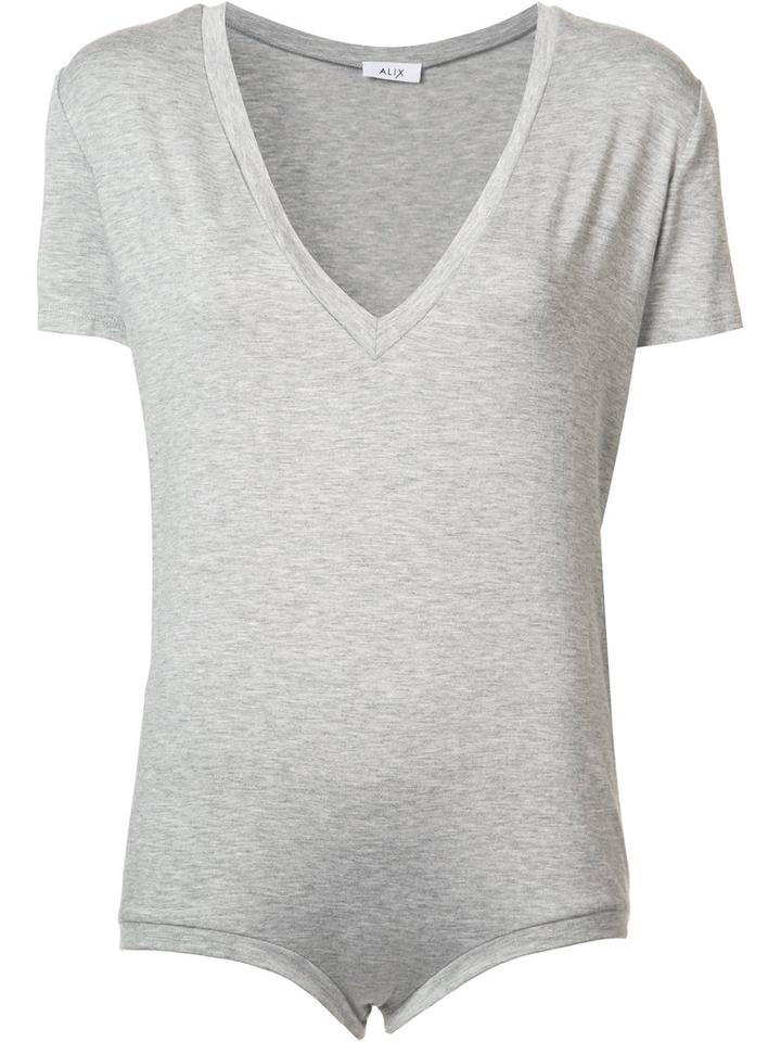 Alix - V-neck T-shirt Body - Women - Spandex/elastane/modal - L, Grey, Spandex/elastane/modal