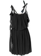 Saint Laurent Feather Trim Strappy Dress - Black