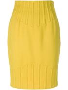 Thierry Mugler Vintage Rib Detail Pencil Skirt - Yellow & Orange