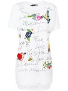 Love Moschino Graphic Print T-shirt Dress, Women's, Size: 38, White, Cotton/spandex/elastane